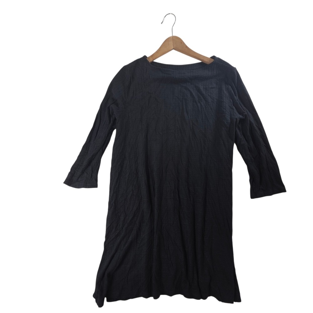 J. Jill Wearever‎ Textured Knit 3/4 Sleeve Black Tunic Top L Womens